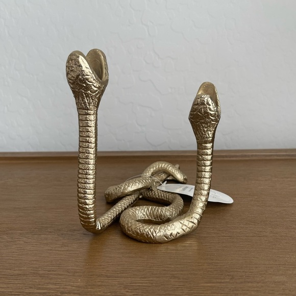 Threshold Double Snake Taper Candle Holder Aluminum Gold - Picture 6 of 8